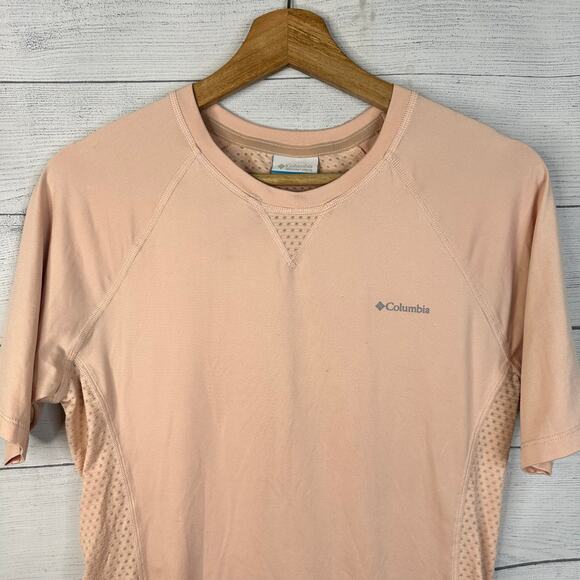 Columbia Womens Small Maplegate Short Sleeve Stretch T-shirt Top Hiking Pink - Picture 3 of 8
